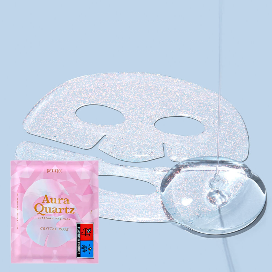 Квартц-гидрогелевая маска с жемчугом для лица Petitfee Aura Quartz Hydrogel Face Mask Crystal Rose