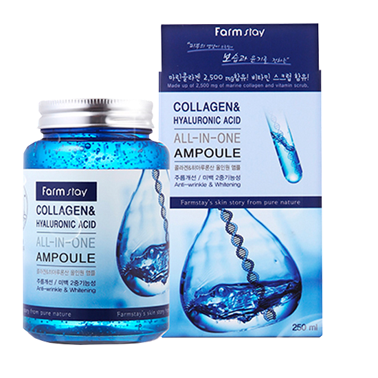 Сыворотка с коллагеном и гиалуроновой кислотой FarmStay Collagen&Hyaluronic Acid all-in-one Ampoule