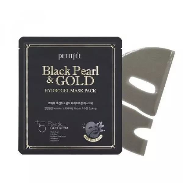 Гидрогелевая маска для лица с черным жемчугом Petitfee Black Pearl & Gold Hydrogel Mask Pack