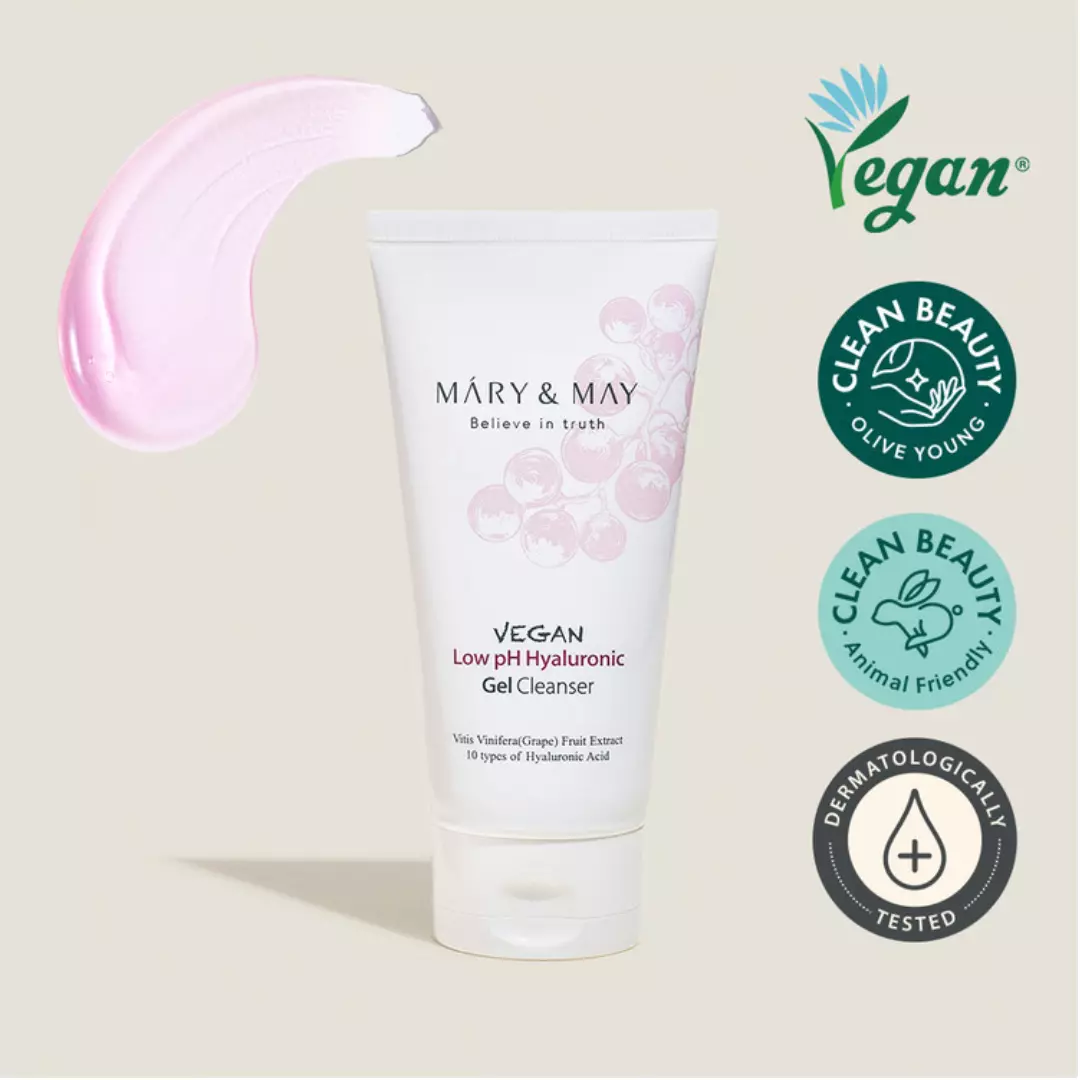 Гель для умывания веганский слабокислотный Mary&May Vegan Low pH Hyaluronic Gel to Foam Cleanser 